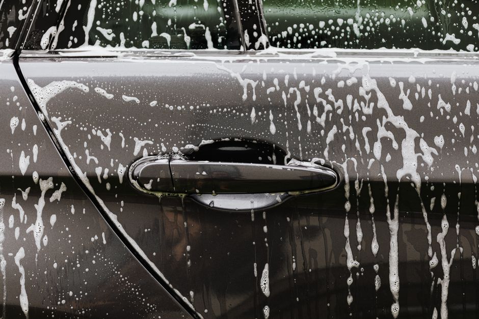 Thick foam applied during an express car wash